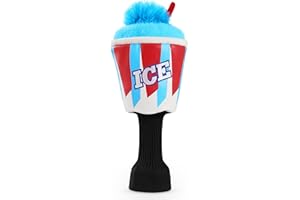 Big Teeth Driver Headcover Ice & Birdiee, Driver Covers for Golf Clubs, Funny Birdie Putter Cover,Milk Shake Ice Cream Mallet Putter Cover,Blue and Red Color
