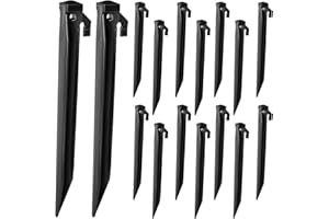 FCENDS 16 Pieces Plastic Inflatable Stakes, 8.7 Inch Inflatable Tent Stakes Replacement Inflatable Stakes for Halloween Christmas Holiday Inflatables Garden Decorations (16, Black)