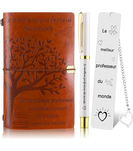 French Teacher Gift Set - Notebook & Pen For Educators With French Quotes