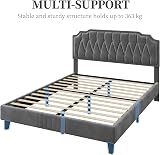 Yaheetech 4ft6 Double Upholstered Bed Frame with Adjustable Headboard Dark Grey view 8