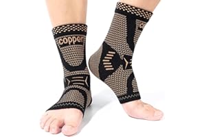 Ankle Brace for Plantar Fasciitis Relief, Copper Ankle Brace for Women Men, Ankle Sleeve Compression Support for Sprain Ankle