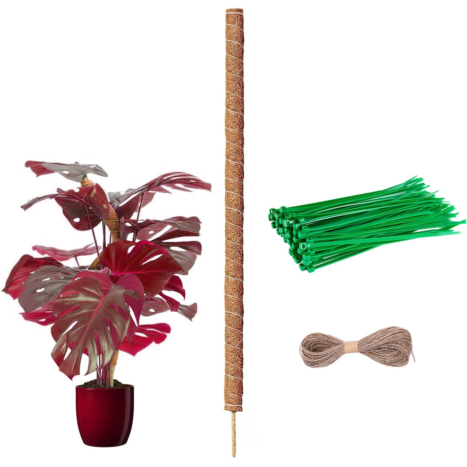 Moss Pole, 80cm Moss Poles for Monstera Climbing Plants Growth, Bendable Plant Supports