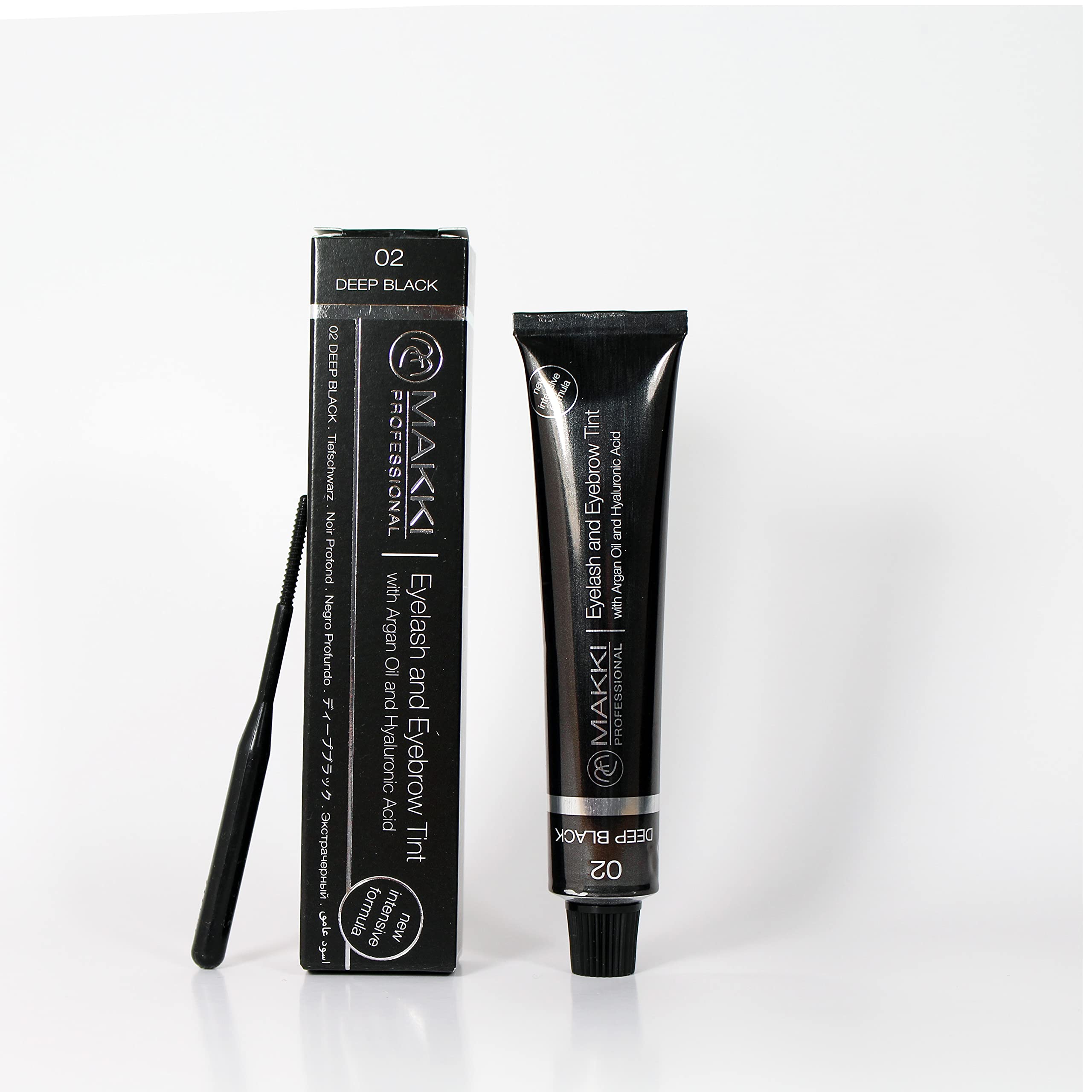 02 Deep Black Makki Professional Intensive Eyelash and eyebrow tint dye with argan oil & hualuronic acid 22ml