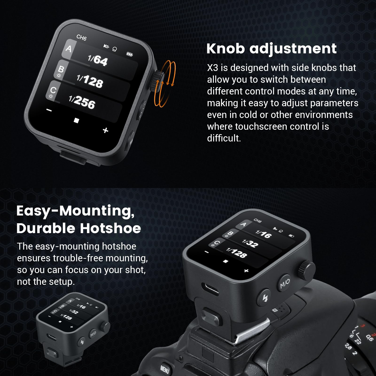 Godox X3C X3-C TTL Wireless Flash Trigger for Canon Camera, 2.4G Wireless Touchscreen Flash Transmitter, Support TTL Auto/Manual/Multi Flash, Built-in Lithium Battery, High-Definit OLED Screen