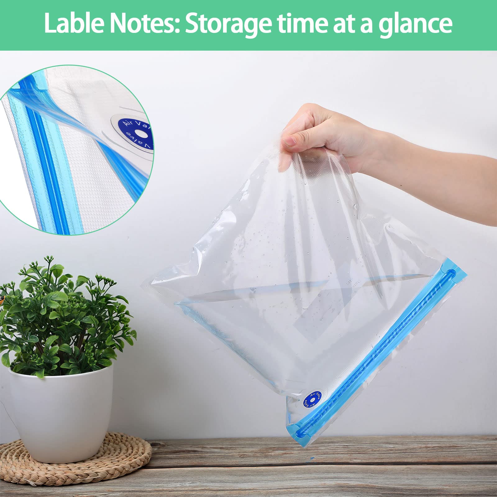 60 Pack Sous Vide Bags Vacuum Sealer for Food, 4 Sizes Reusable Food Bags Vacuum Zipper Storage with Air Valve Double Layers Food Storage