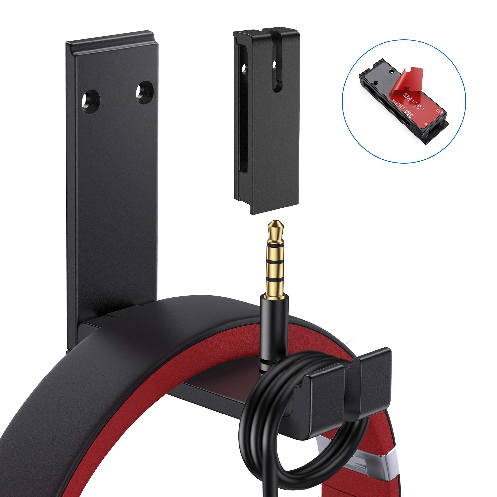 New bee Headphone Holder Headphone Hanger Stick-On Punch-free Metal Holder for Gaming Headset (1 pack)