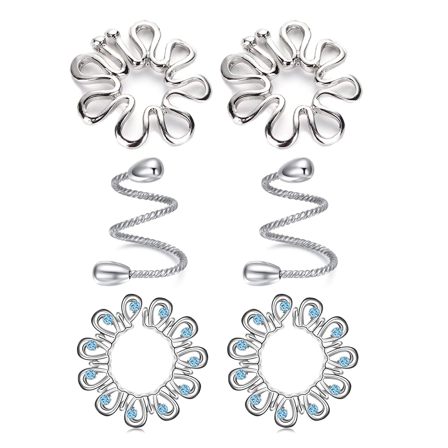 FECTAS Fake Nipple Ring Set Stainless Steel Non-Pierced Adjustable Flower Nipplerings Piercing Clip Jewelry, Stainless Steel Metal