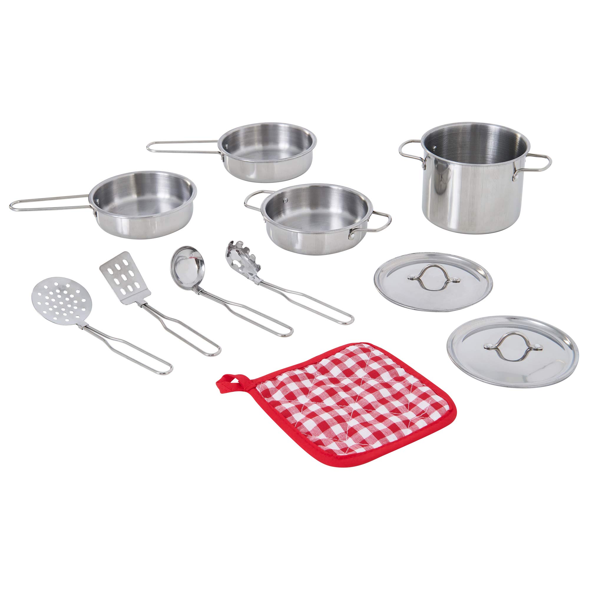 Teamson Kids Little Chef Frankfurt Stainless Steel Cooking Accessory Set MultiColor 11 pcs TK-M00001