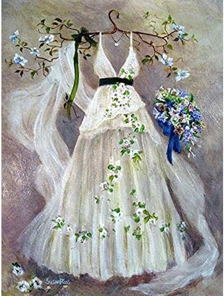 Amazon Co Jp 5d Diyデジタルダイヤモンド塗装ダイヤモンド塗装フルダイヤモンド塗装デジタルキット用大人のウェディングドレス手作りの家の装飾工芸品40x50cm ホビー