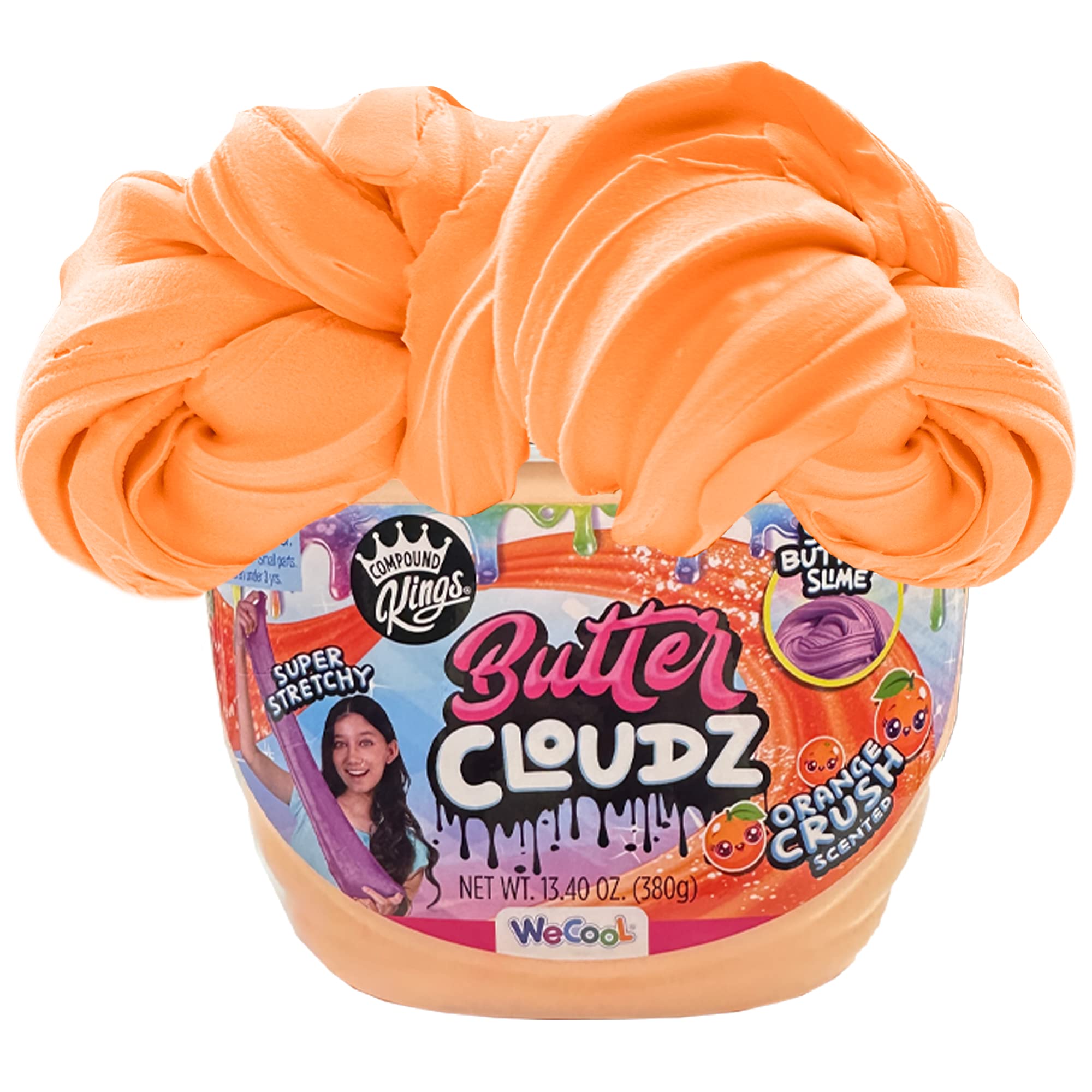 Compound Kings Fluffy Butter Cloudz Scented Large Slime Bucket for Kids – Soft, Squishy, Non-Toxic Sensory Toy | Orange Crush Slime Gift