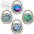 ROFLYER 4Pcs Various Designed Purse Hanger Table Hook with Pouch (Starry Starry Night & Peacock)