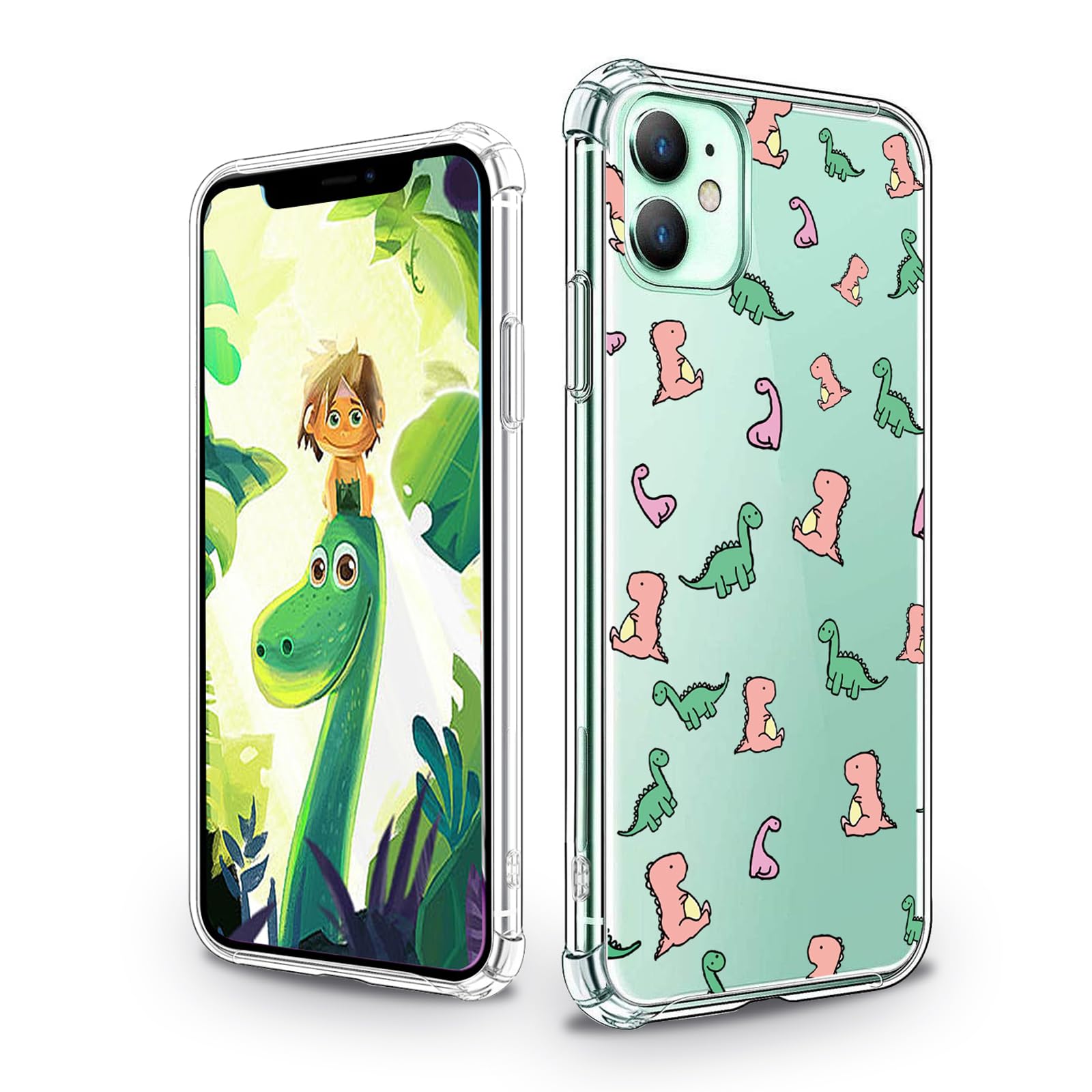 XIMIZU Cute Case for iPhone 11 Kids Dinosaur, Shockproof Reinforced Corners Bumper Soft Slim TPU Cartoon Dinosaur Protective Mobile Cover Phone Case for iPhone 11 6.1 inch