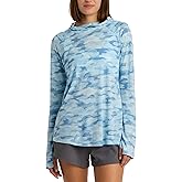Free Fly Women's Lightweight Hoodie II - UPF 20+ Sun Protection, Light Weight Hoodies for Women, Summer Essentials - Seasmoke Camo Surf Blue, Small