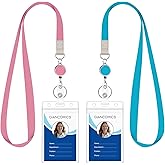 Giancomics Lanyards for Id Badges, ID Badge Holder with Retractable Reel, Cute Waterproof Lanyards for Cruise Ships Cards Key Office Work Name Tag Zip Type Card Holder Protector 2 Pack
