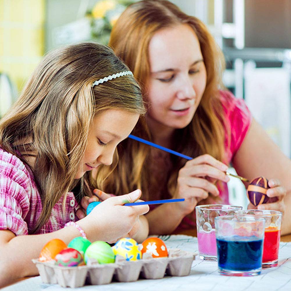 Amor Easter Eggs Wooden Fake Eggs with Painting Tools Set 12Pcs 3 Colors Children Play Kitchen Game Food Toy