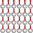 Syhood 24 Pieces Christmas Believe Bell Ornaments Gifts Bulk Polar Santa Sleigh Bells 1.5'' Christmas Tree Decorations Xms Pa
