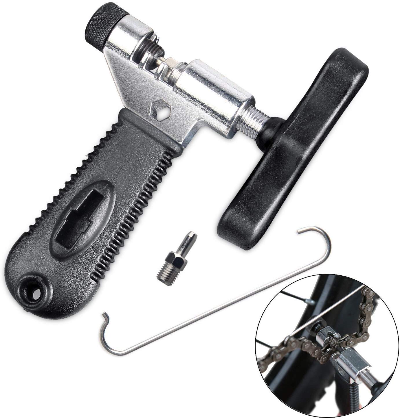 TAGVO Bike Chain Tool, Universal for 7 8 9 10 Speed Chain Link Repair Removal with Backup Stainless Steel Pin, Easy Using Bicycle Chain Splitter Cutter Rivet Remover Portable for Road Mountain Bike