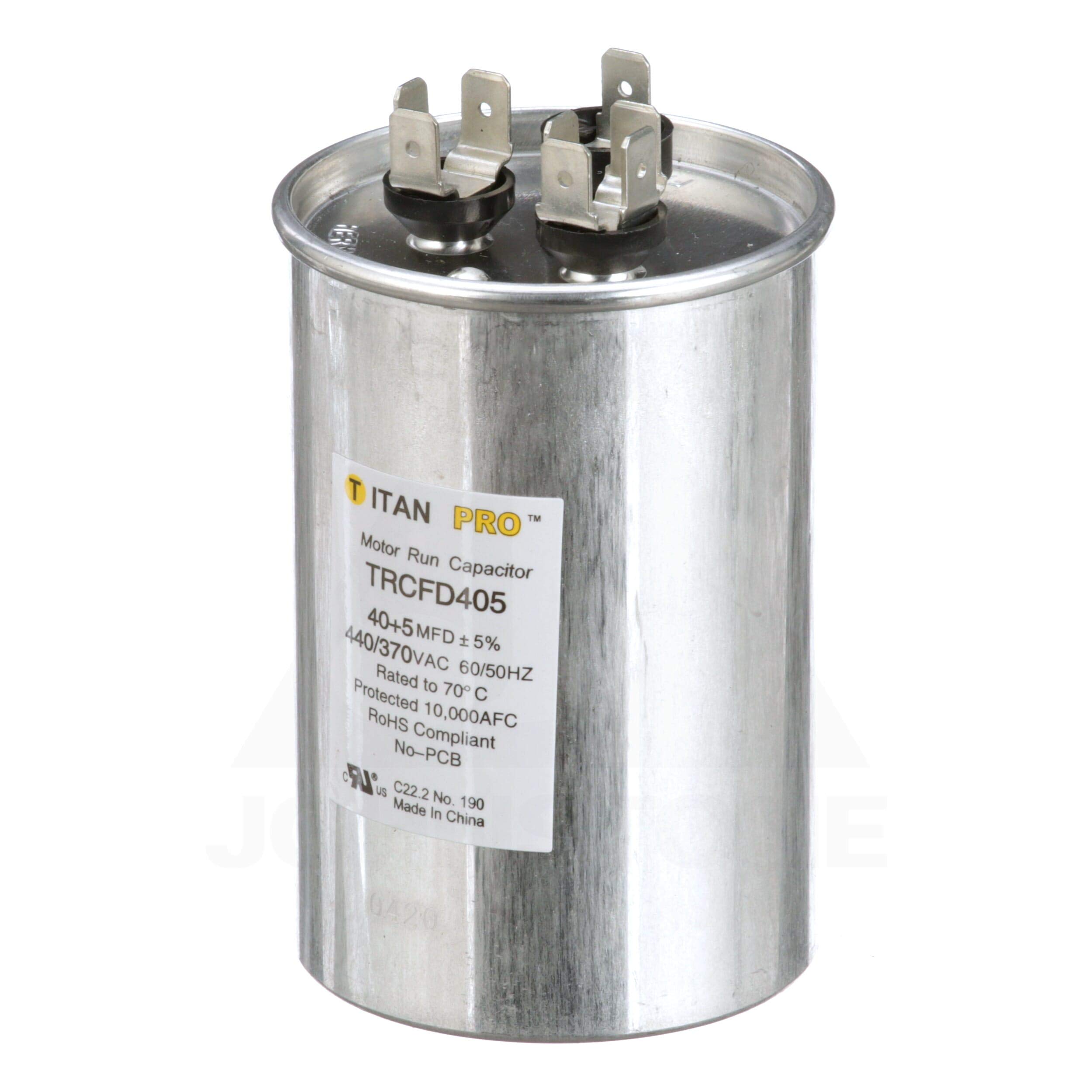 Photo 1 of TitanPro TRCFD405 HVAC Round Dual Motor Run Capacitor. 40/5 MFD/UF 440/370 Volts