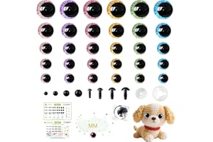 MUCUNNIA Glitter Moon Safety Eyes 256Pcs 6-30mm Safety Eyes for Crocheting with Washers and Size Tools Large Crochet Safety Eyes for Amigurumi Gift for Crochet Lovers Christmas Decorations