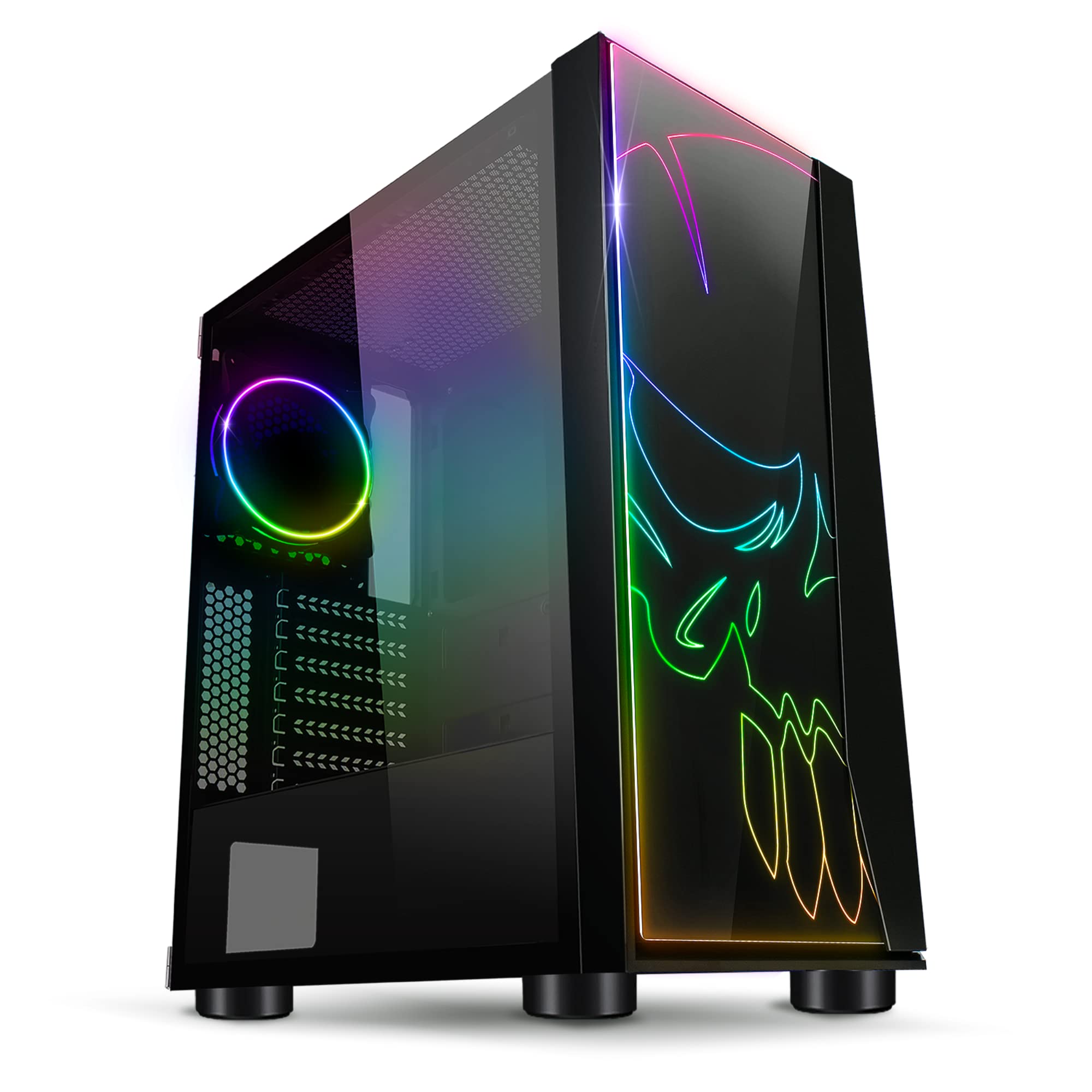 SPIRIT OF GAMER - GHOST ONE - PC Gamer ATX / Matx Case - Tempered Glass Front And Wall - 1 RGB LED Fan 120mm - RGB LED : 60 Modes - AURA / MSI MYSTIC / ASROCK Compatible