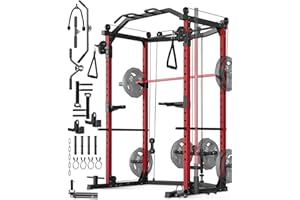 GarveeLife Power Cage, Multi-Functional Power Racks for Home Gym with Cable Crossover System, 1600 LBS Weight Capacity Fitness Squat Rack for Strength Workout with More Training Attachment