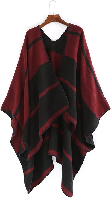 LVYE Women's Reversible Fall Winter Oversized Knitted Poncho Capes Shawl Blanket Cardigan Wrap 