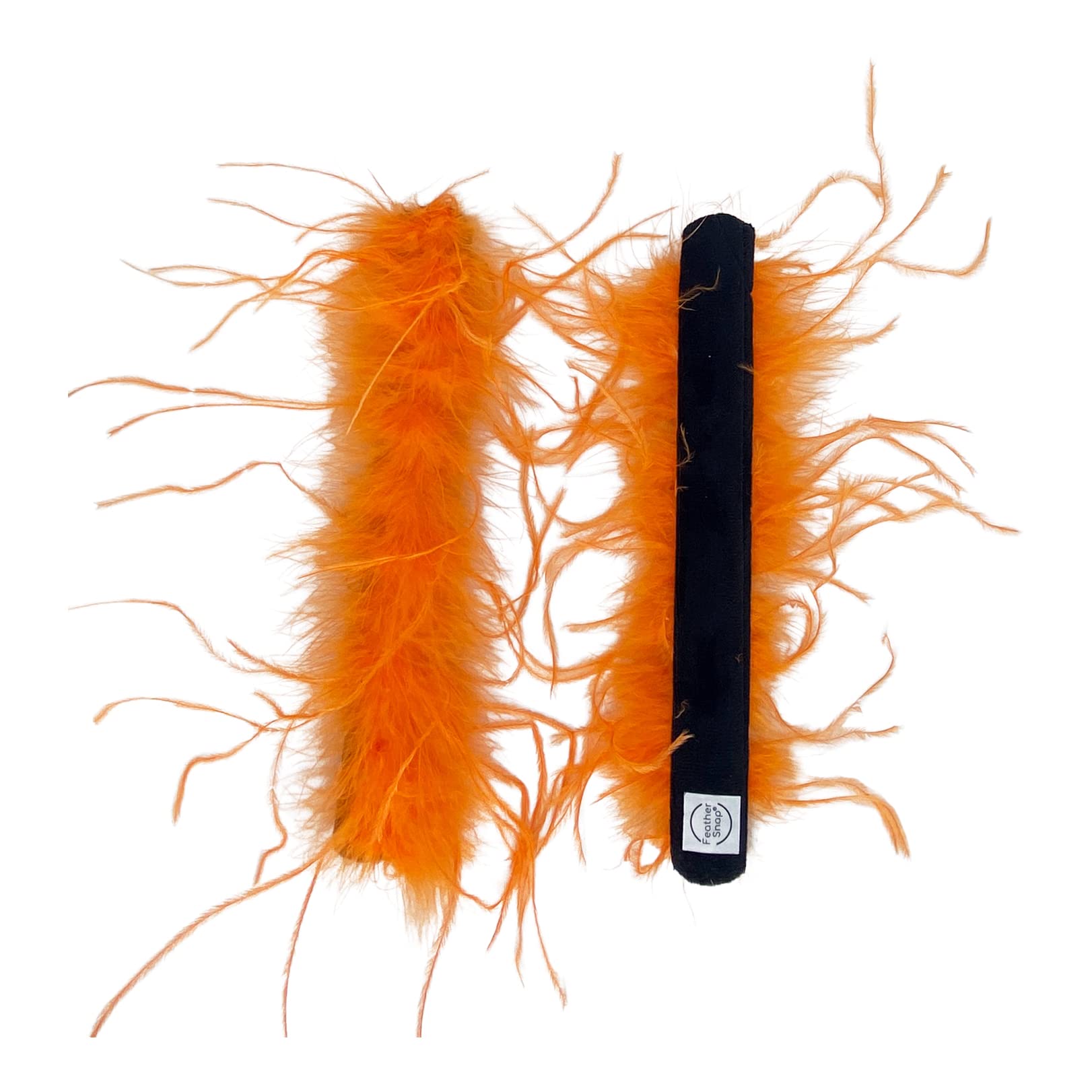 Feather Snap Pair of Original Bands Bracelets - Full Volume - Large & Fluffy Size Cuffs (Orange)