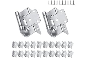 DONANIM 1/2" Overlay Partial Wrap Around Cabinet Hinges (10 Pairs-20 Pcs), Self Closing Brushed Nickel Cabinet Door Hinges for Face Frame Kitchen Cabinet Hinges