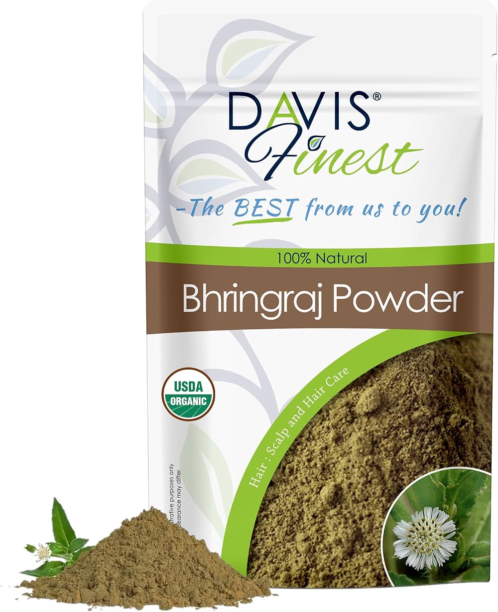 Davis Finest Organic Bhringraj Powder 100g for Hair Growth Scalp Health
