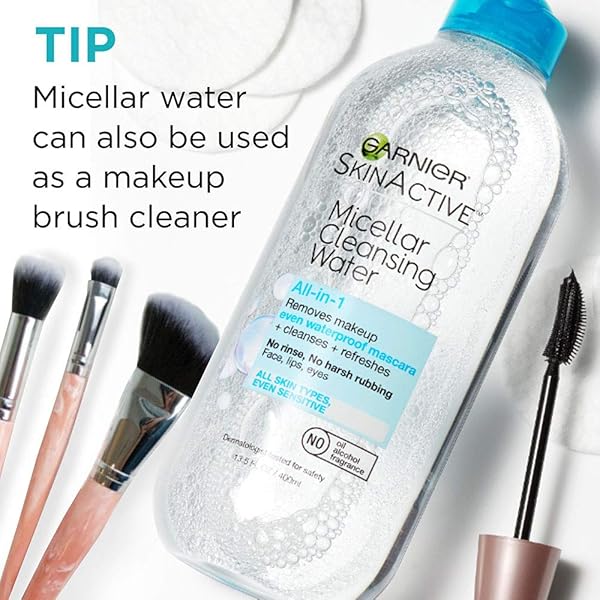 GARNIER SKINACTIVE MICELLAR CLEANSING WATER, FOR WATERPROOF MAKEUP, ALL SKIN TYPES, 13.5 FL. OZ.