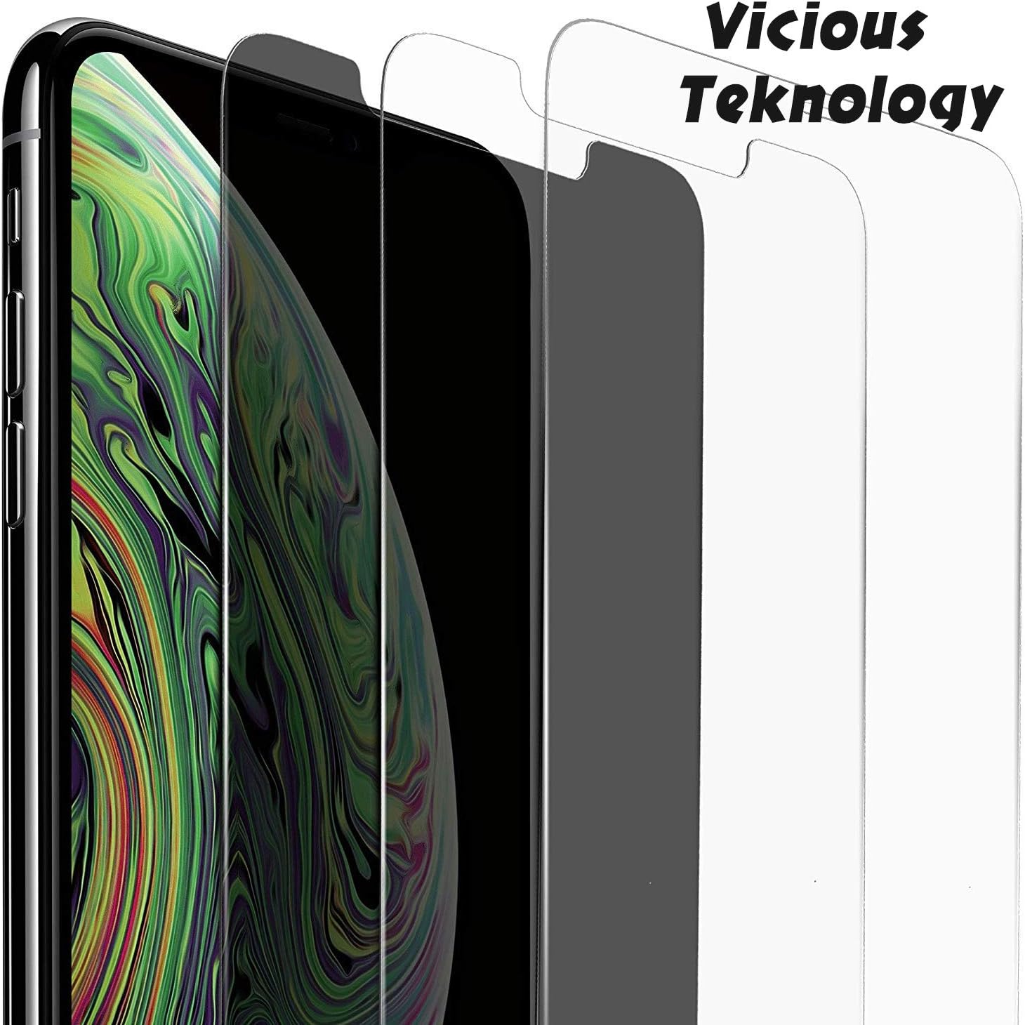 Burlway iPhone XS Max Screen Protector, 6.5 Inches - 3 Pack, with One Anti-Spy Privacy and Two High Clarified Tempered Glass