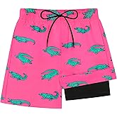 Olreco Boys Swim Trunks with Compression Liner Kids Bathing Suit Boys Board Shorts Quick Dry Teen Swimsuit Kids Swim Shorts