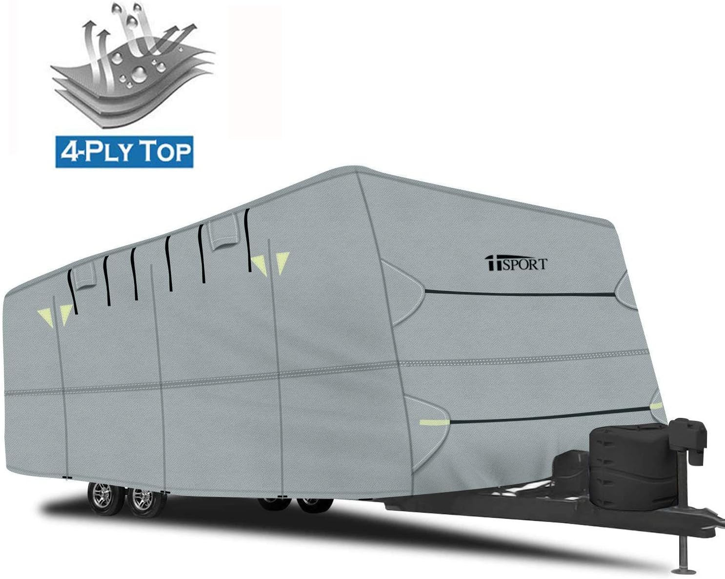 iiSPORT Extra Thick 4Ply Top Panel Travel Trailer Cover w/Free Repair Adhesive
