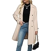 Simplee Womens Trench Coat Double-Breasted Long Dressy Windbreaker Overcoat Fall Winter Outerwear