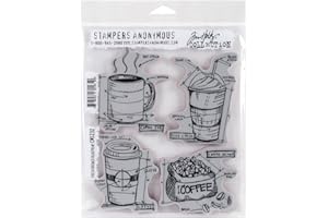 Stampers Anonymous CMS-232 Tim Holtz Lot de tampons en caoutchouc fraîchement infusé 17,8 x 21,6 cm