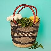 Natural Black Picnic Basket, Wicker Basket, Harvest Basket, Farmers Market Bag, Produce Basket, Woven Tote, Basket Bag, Beach Basket, Handles, 16" Wide