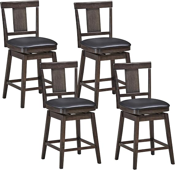 Amazon.com: COSTWAY Bar Stools Set of 4, 360 Degree Swivel, Wooden