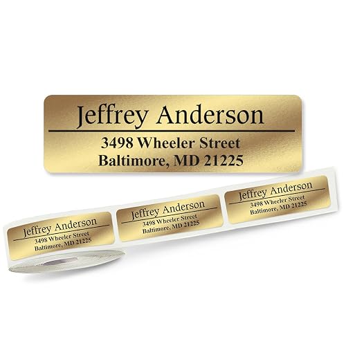 Gold Address Labels Roll Custom Printing Adhesive Gold Foil Private