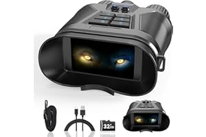 HIVISUALS Night Vision Goggles, 4K Night Vision Binoculars for Adults, 3.2'' HD Screen Thermal Binoculars 32GB TF Card can Save Photo Video for Outdoor Camping and Wildlife Observation, Cool tech Gifts for Men