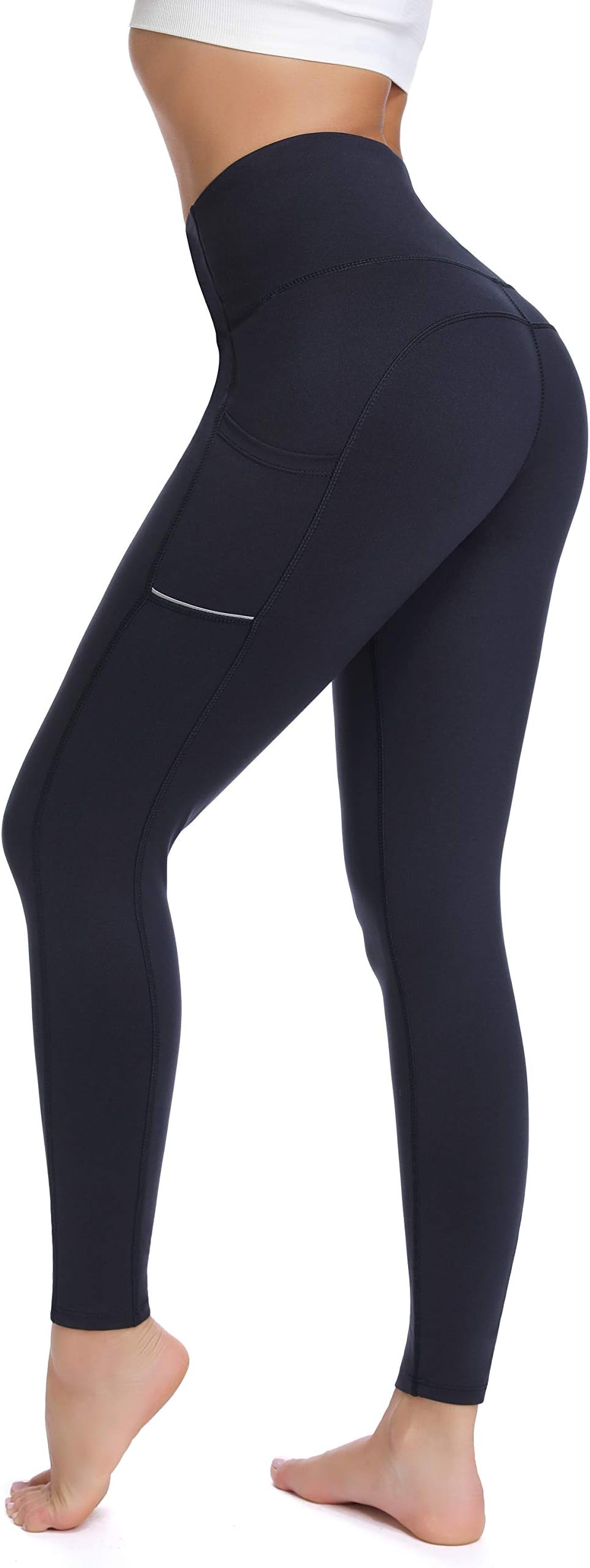 Yoga Pants with Pocket High Waisted Tummy Control Workout Leggings, Wi.