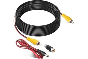 EWAY 20ft RCA Video Extension Cable w/Trigger Wire for Connection to Car Reverse Rear View Backup Camera and Aftermarket Radio Monitor Head Unit Stereo, w/Female Coupler Adapter and DC Power AV Cord