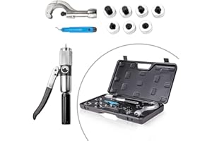 ICOOL Hydraulic Tube Expander Swaging Tool Kit with Tube Cutter, Deburring Tool, 7 Expander Heads 3/8 to 1-1/8 Inches for Aluminum Copper HVAC Pipes