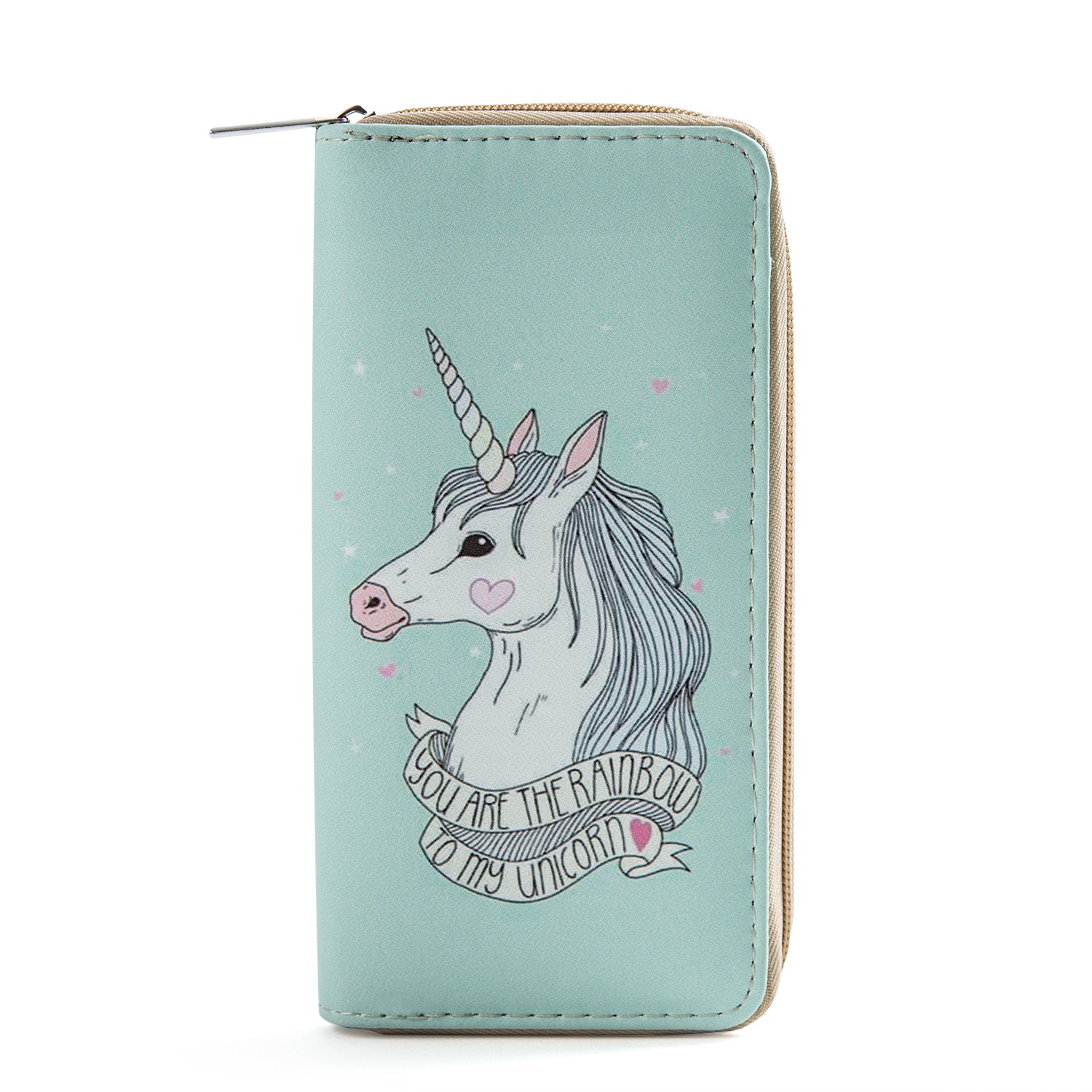 DonDon Women’s Purse Wallet Unicorn Pattern Saying You are the Rainbow