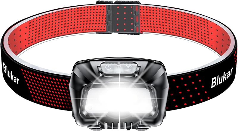 Blukar Rechargeable Head Torch 2000L LED Headlamp 6 Mode IPX5 Sensor