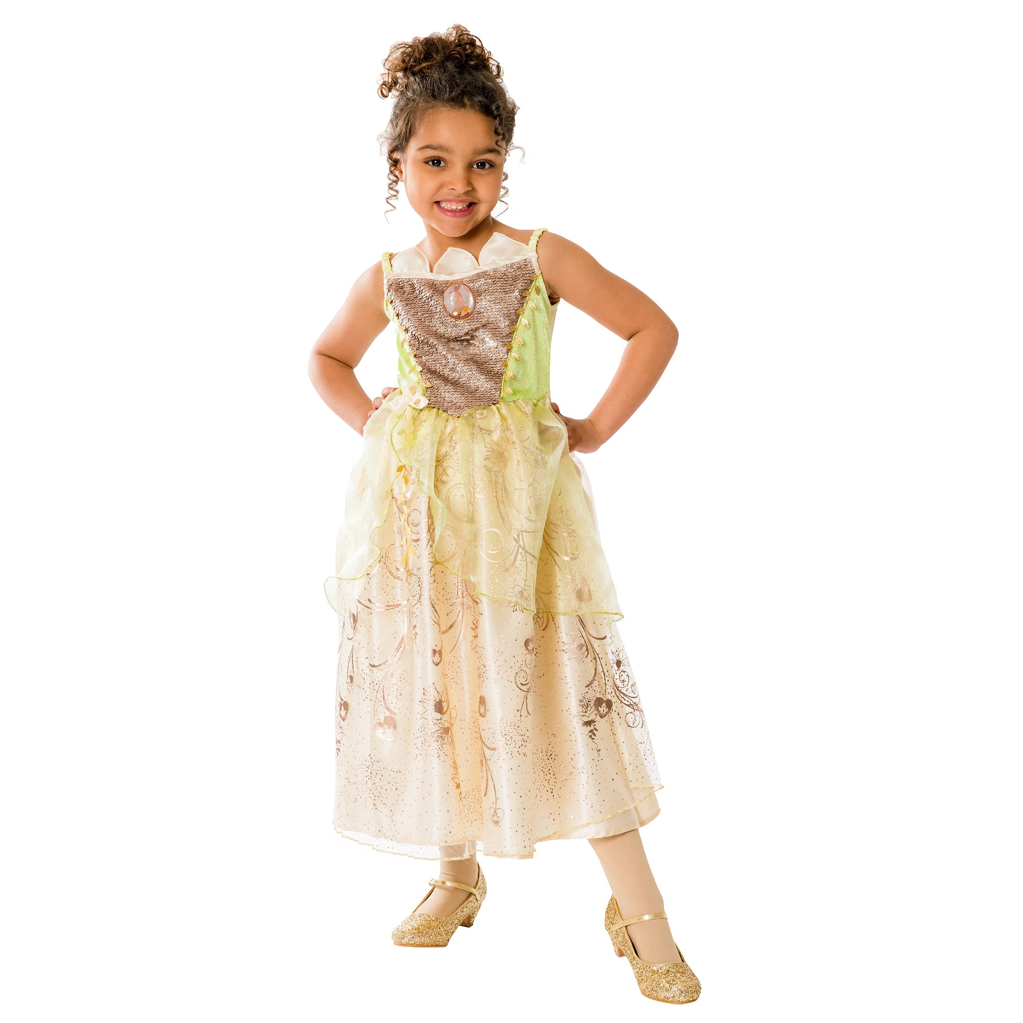 Rubie's 3011135-6 Official Disney Ultimate Princess Deluxe Tiana Girls Costume, Kids Fancy Dress, Multi, Medium