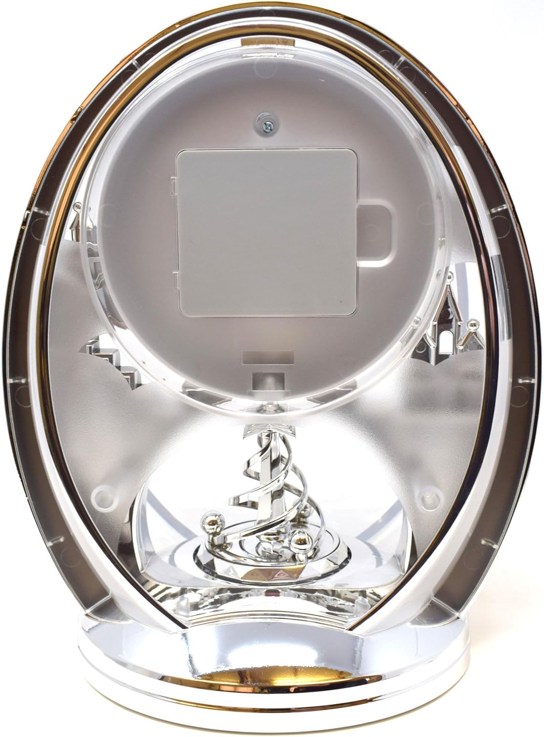 Rhythm Contemporary Mantel Clock Oval Silver with Arabic Dial and Rotating Pendulum, 4SG768WR19, Siliver, 26 x 19 x 13 cm - Image 5