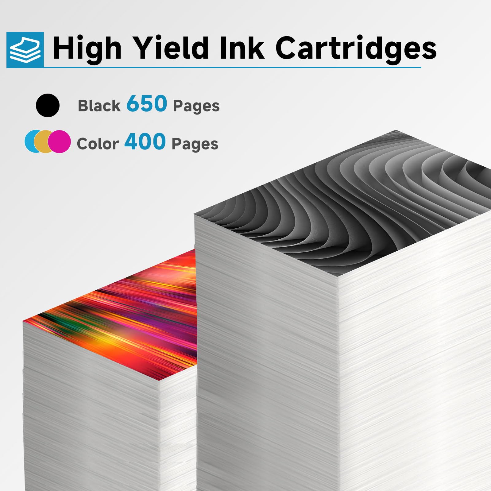 63XL Ink Cartridges Black and Color Combo Pack Replacement for HP 63 XL Fit for HP63 3830 4650 4652 4655 5200 5252 5255 5258 4520 4512 1112 2132 3630 3632 3631 2130 4510 4654 Printers BK and Tricolor