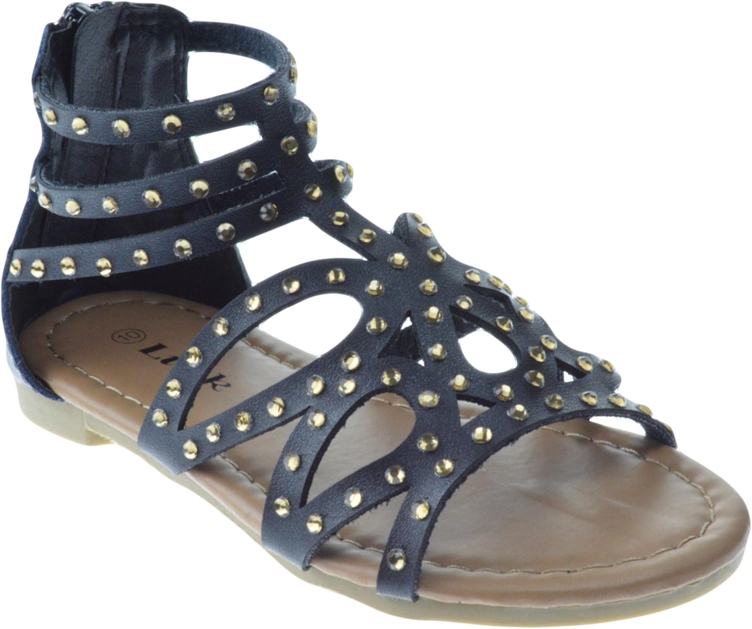 black gladiator studded sandals