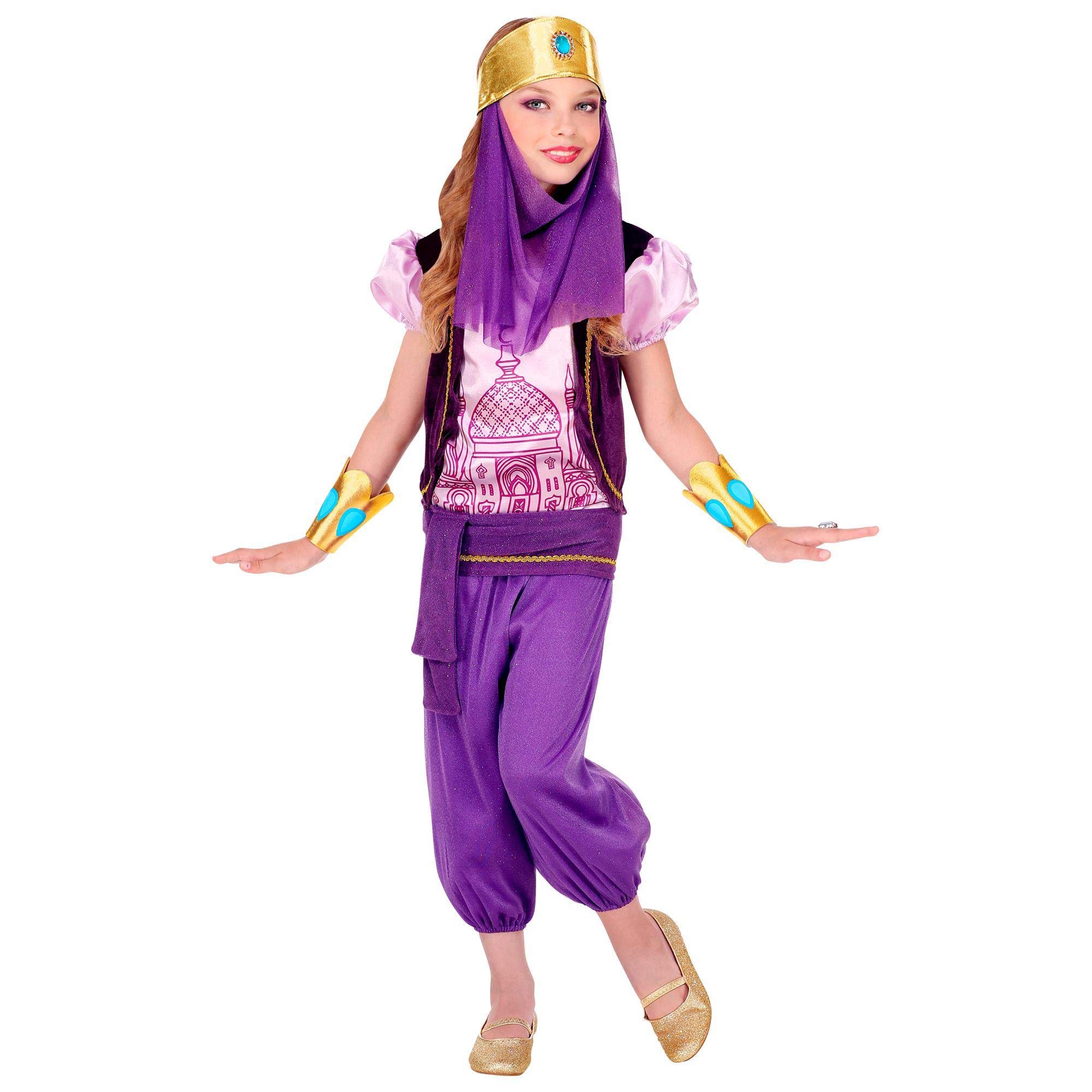 Widmann Children's Costume Arabic Princess, Blouse with Vest, Trousers, Belt, Bracelets, Headpiece with Veil, Orient, Carnival, Theme Party