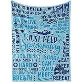 Swimming Swimmer Gifts Blanket Throw - Gift for Women, Men, Teen Girls, Teammate, Coach - Just Keep, 50" x 65"